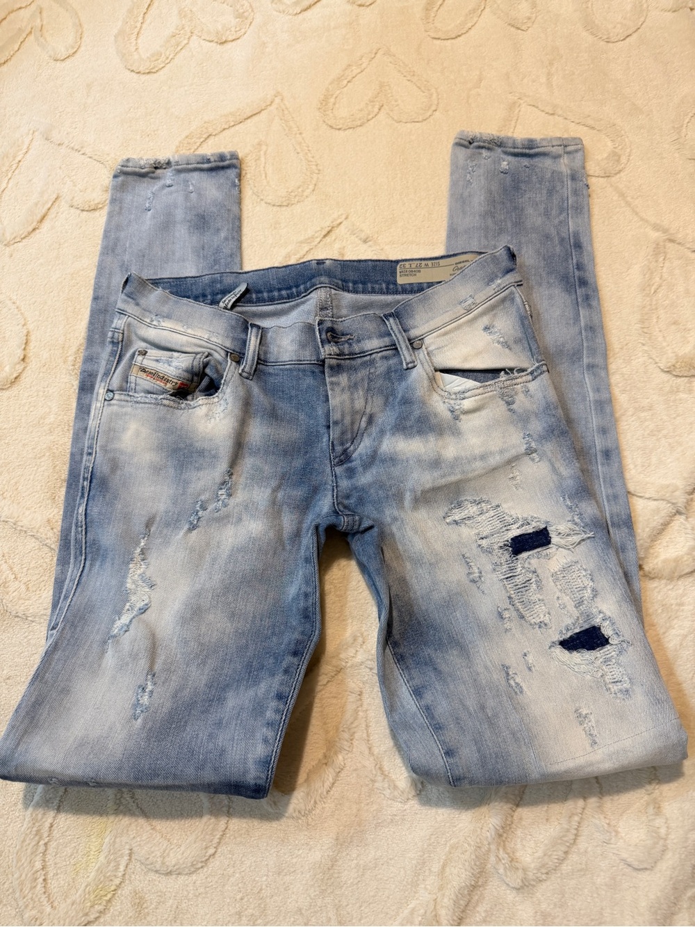 Y2K Diesel Grupee Super Slim Skinny Jeans W27 L32 Distressed Low Rise